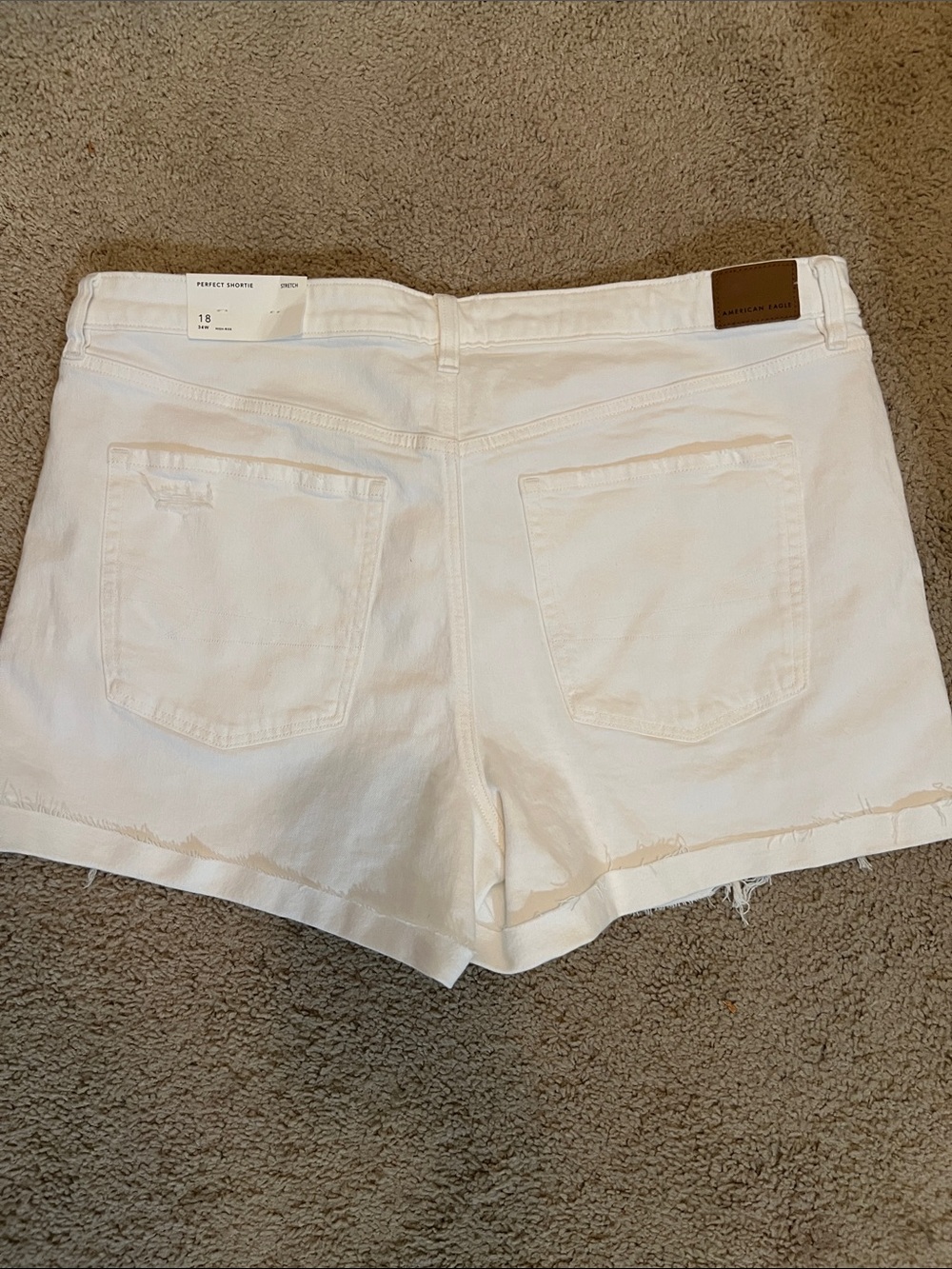 American Eagle Outfitters Perfect Shortie White Denim Cutoff Shorts Frayed Hem